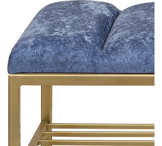 Изображение товара Банкетка GreenWeen RUBY золотой каркас, сидение шенилл цвет Steel Blue, Bulon, 1100x400x450 мм GW-RUBY-SBLUE-110G-BL