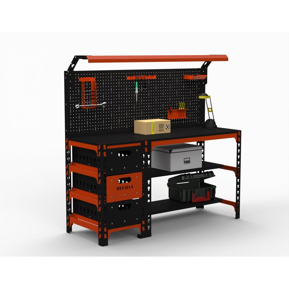 Изображение товара Металлический стол Металекс SUN 750x1200x400 мм с ящиками и освещением
