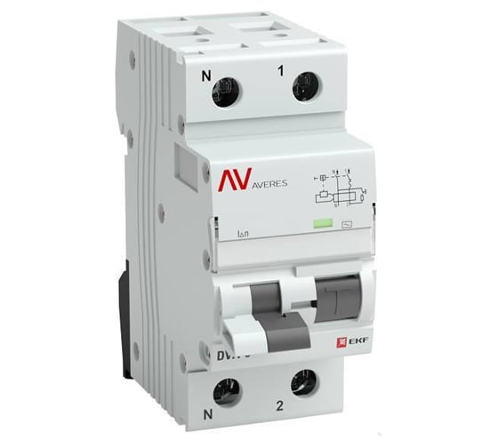 Изображение товара Дифференциальный автомат EKF AVERES DVA-6, 1P+N, 6А, C, 30мА, A, 6кА rcbo6-1pn-6C-30-a-av