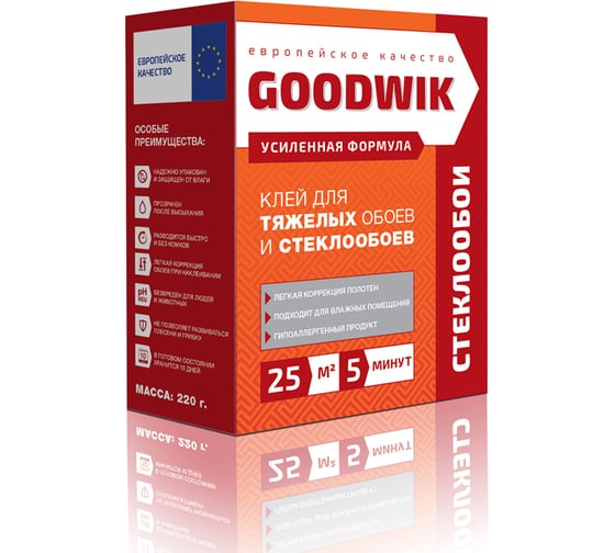 Изображение товара Клей для тяжелых обоев и стеклообоев Goodwik 220 гр С 25