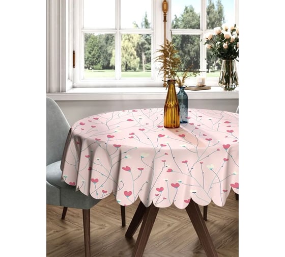 Изображение товара Скатерть круглая тканевая JOYARTY на стол с рисунком Цветущая любовь 150х150 см rtcf01_422705_150x150