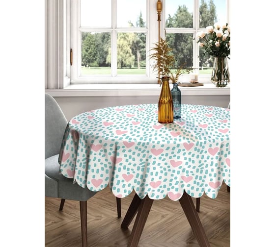 Изображение товара Скатерть круглая тканевая JOYARTY на стол с рисунком Поле сердец 150х150 см rtcf01_422722_150x150