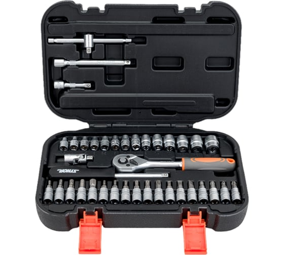 Изображение товара Набор инструментов STHOR 1/4 38 предметов пластиковый кейс 58640