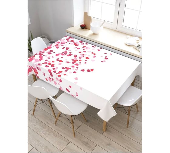 Изображение товара Скатерть прямоугольная водоотталкивающая JOYARTY на стол Дождь из сердец 120x145 см tcox_422646_120x145