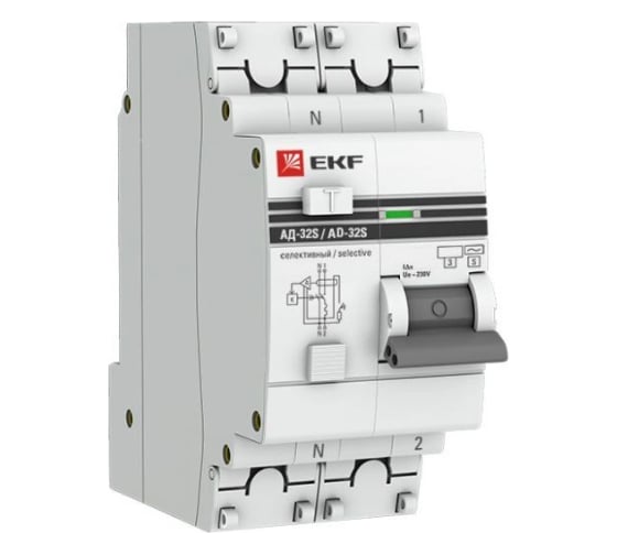 Изображение товара Дифференциальный автомат EKF PROxima АД-32, 1P+N, 25А/100мА DA32-25-100S-pro