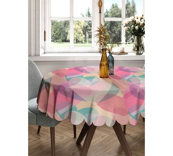 Изображение товара Скатерть круглая тканевая JOYARTY на стол с рисунком Боке из сердец 150х150 см rtcf01_422657_150x150