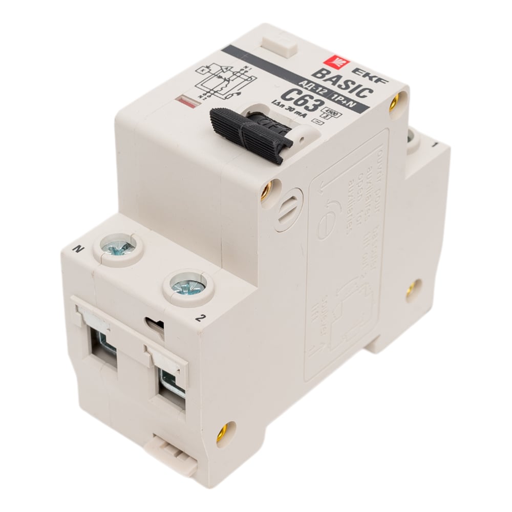 Изображение товара Дифференциальный автомат EKF Basic АД-12 63А 30мА IP20 электронный