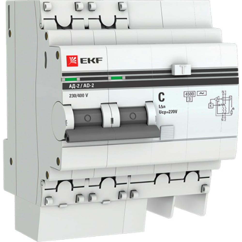 фото Дифференциальный автомат ekf proxima ад-2, 20а/30ма, 4,5ка, sq da2-20-30-pro