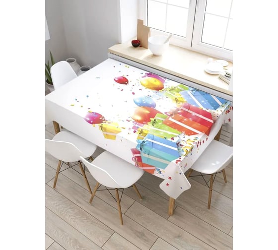 Изображение товара Скатерть прямоугольная водоотталкивающая JOYARTY на стол Воздушный подарок 145x180 см tcox_422718_180x145