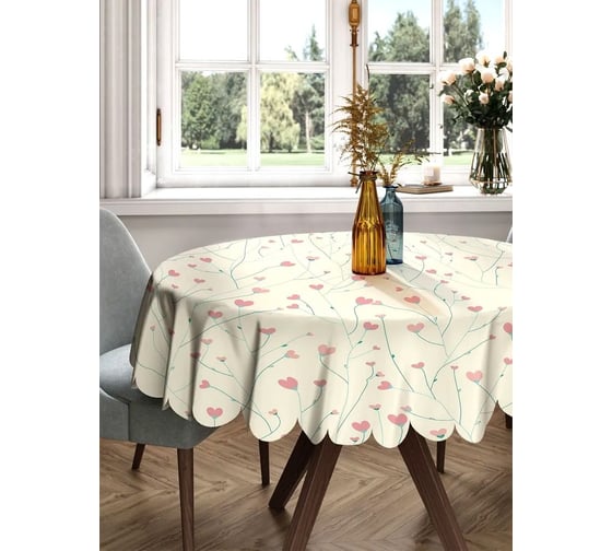 Изображение товара Скатерть круглая тканевая JOYARTY на стол с рисунком Цветущая любовь 150х150 см rtcf01_422704_150x150