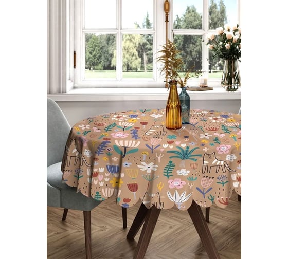 Изображение товара Скатерть круглая тканевая JOYARTY на стол с рисунком Природа 150х150 см rtcf01_423859_150x150