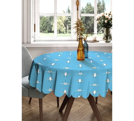 Изображение товара Скатерть круглая тканевая JOYARTY на стол с рисунком Самолет в движении 150х150 см rtcf01_423739_150x150