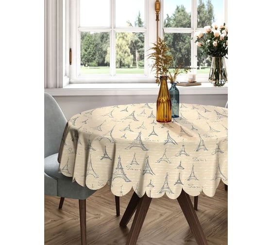 Изображение товара Скатерть круглая тканевая JOYARTY на стол с рисунком Письмо в Париж 150х150 см rtcf01_423829_150x150