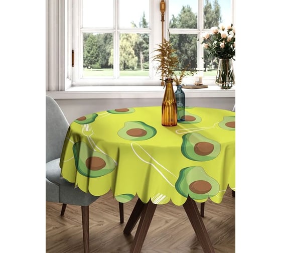 Изображение товара Скатерть круглая тканевая JOYARTY на стол с рисунком Авокадо 150х150 см rtcf01_423840_150x150