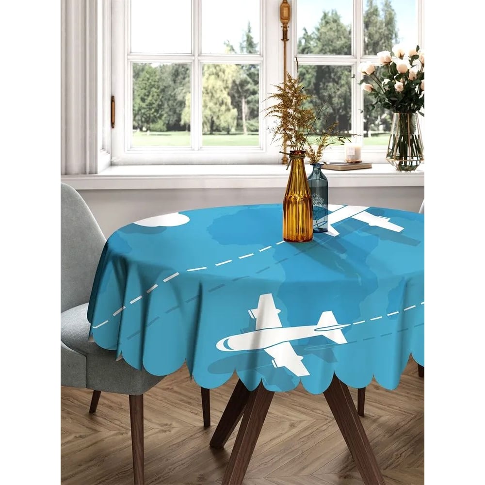 Круглая тканевая скатерть на стол JOYARTY малышарики дополни картинку самолет александрова е