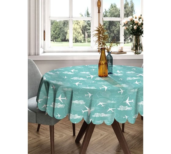 Изображение товара Скатерть круглая тканевая JOYARTY на стол с рисунком Большее самолеты в облаках 150х150 см rtcf01_53380_150x150