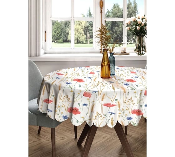 Изображение товара Скатерть круглая тканевая JOYARTY на стол с рисунком Полотно маков 150х150 см rtcf01_65548_150x150