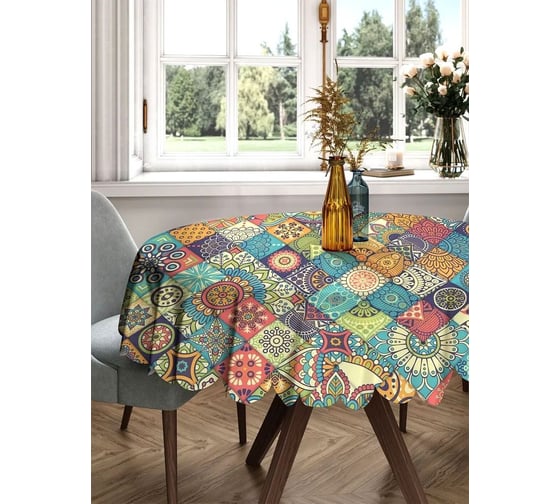 Изображение товара Скатерть круглая тканевая JOYARTY на стол с рисунком Фламинго на закате 150х150 см rtcf01_423253_150x150