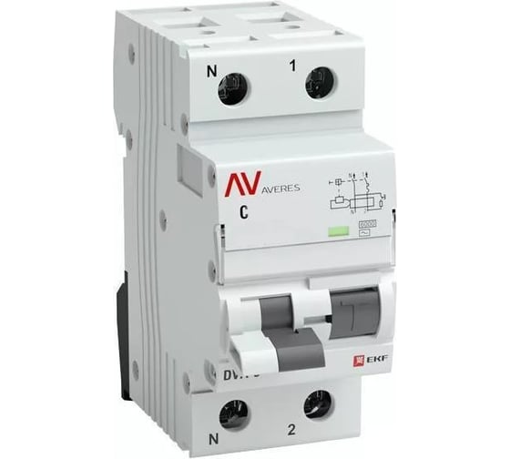 Изображение товара Дифференциальный автомат EKF DVA-6 1P+N 25А 30мА 6кА AVERES rcbo6-1pn-25C-30-ac-av