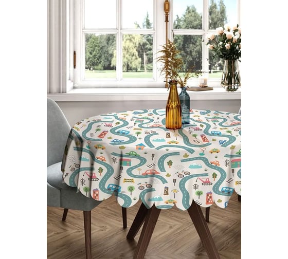 Изображение товара Скатерть круглая тканевая JOYARTY на стол с рисунком Дорожный путь 150х150 см rtcf01_423261_150x150