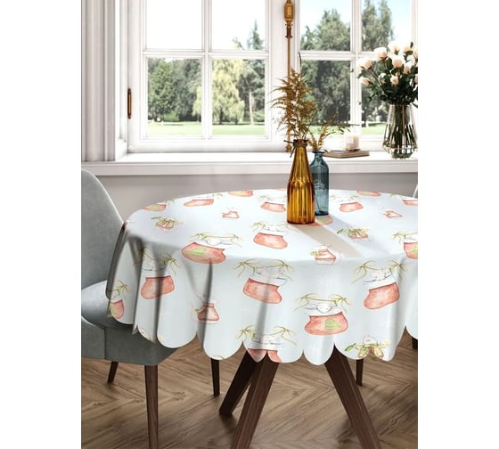 Изображение товара Скатерть круглая тканевая JOYARTY на стол с рисунком Моська 150х150 см rtcf01_423844_150x150