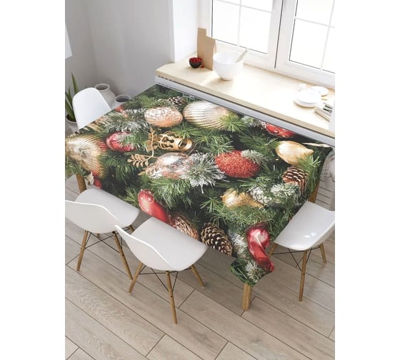 Изображение товара Скатерть прямоугольная тканевая JOYARTY на стол с рисунком Праздничное украшение 120х145 см tc_427889_120x145