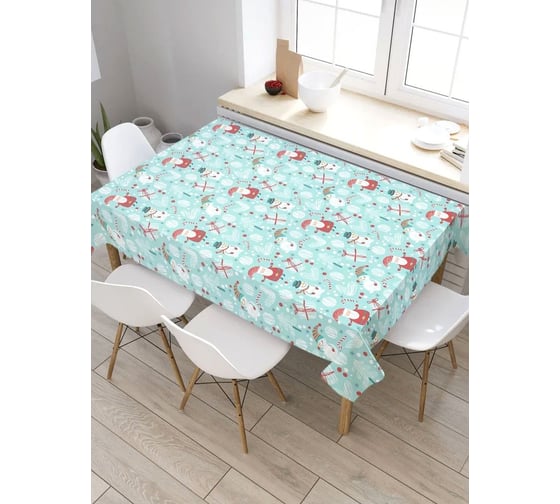 Изображение товара Скатерть прямоугольная тканевая JOYARTY на стол с рисунком Новогодние друзья 145х180 см tc_427865_180x145