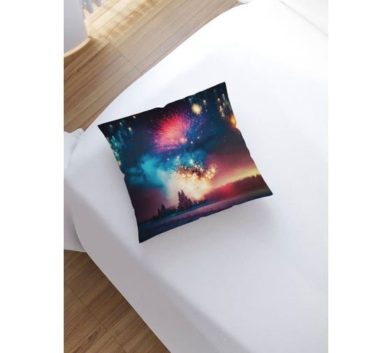 Изображение товара Наволочка декоративная JoyArty на молнии, чехол на подушку Салют зимой 45x45 см sl_427874