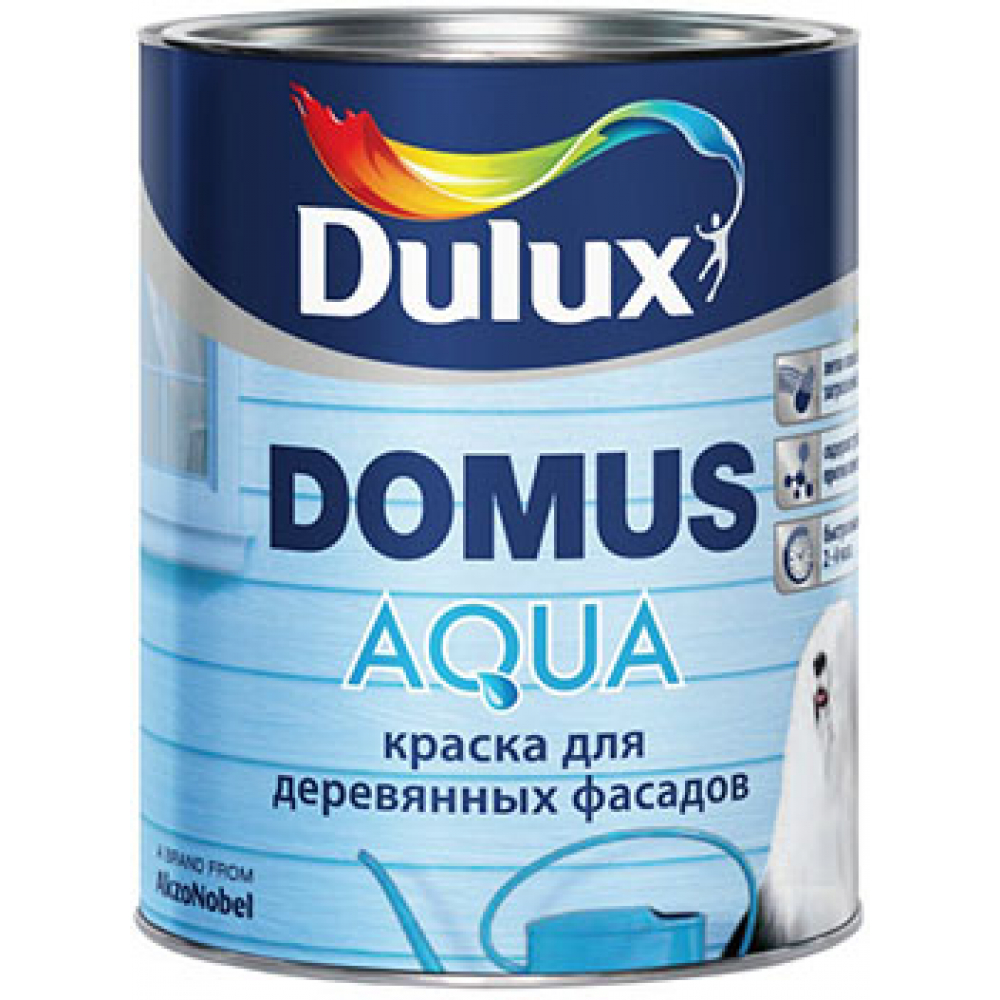 фото Краска dulux domus aqua для деревянных фасадов, на водной основе, п мат, белая, баз bw 1 л 5134991