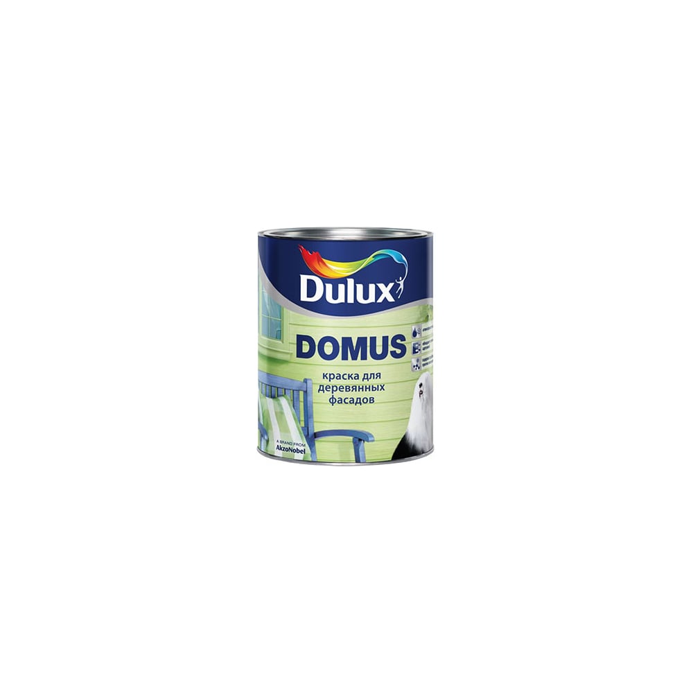 фото Краска dulux domus для деревянных фасадов, алкидно-масляная, баз bw, полуглянцевая, белый 10 л 5181626