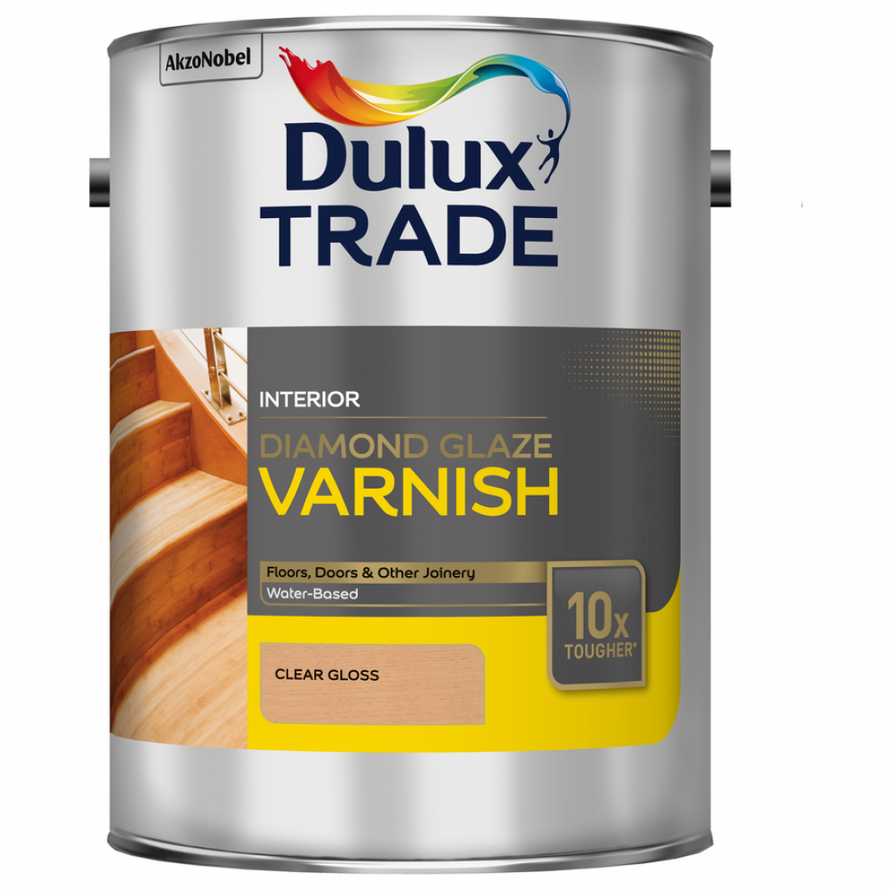 фото Однокомпонентный лак dulux diamond glaze на водной основе, суперпрочность, полуматовый 1л 5083003