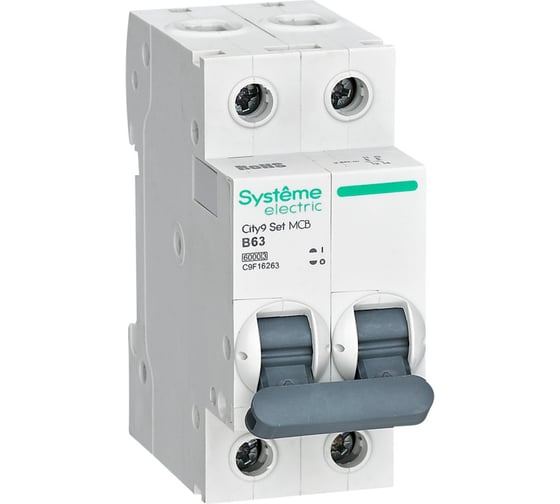 Изображение товара Автоматический выключатель (ав) Systeme Electric City9 set b 63а 2p 6ka 230в C9F16263