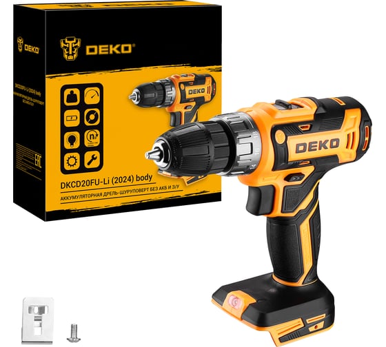 Изображение товара Аккумуляторная дрель-шуруповерт DEKO DKCD20FU-Li 20 В, без АКБ и зарядного устройства (2024) 063-4454