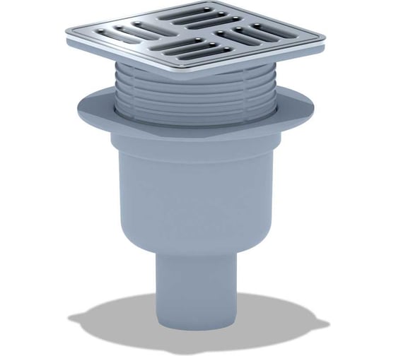 Изображение товара Трап АНИ Пласт сухой, вертикальный выпуск 50 мм, регулирующий, решетка нержавейка 120х120 TQ5714M