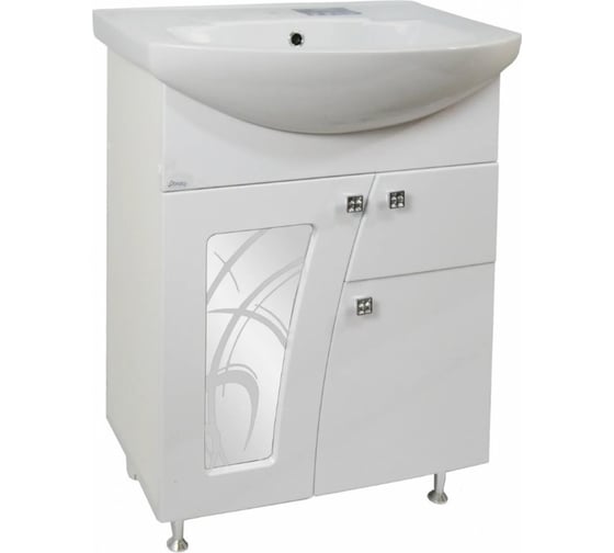 Изображение товара Тумба DORATIZ Селена 60 под умывальник Уют 60, Амур 60, белый, 1 ящик, со стеклом 9912.594