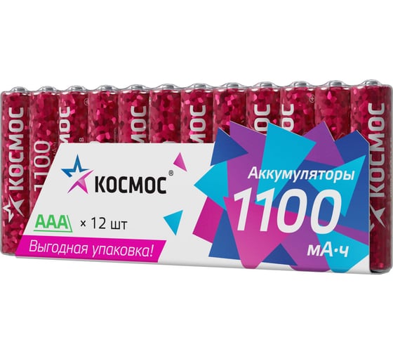 Изображение товара Аккумулятор КОСМОС R03 1100mAh Ni-Mh 12 в спайке KOCR03NIMH1100mAh12S