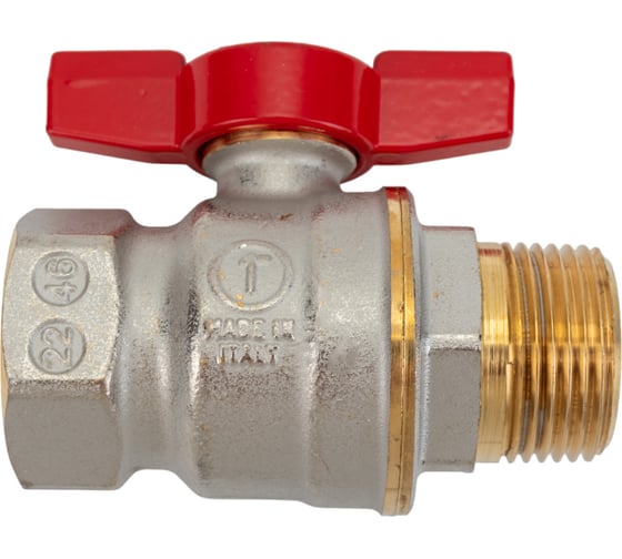 Изображение товара Шаровой кран Giacomini R914 DADO 1", внутренняя/наружная, ручка-бабочка красная, никелированный R914X025