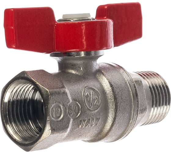 Изображение товара Шаровой кран Giacomini R254D 1/2", внутренняя/наружная, ручка-бабочка красная, хромированный R254X003