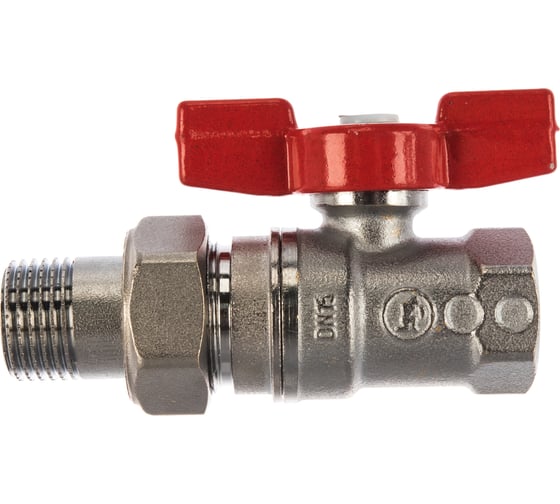 Изображение товара Шаровой кран Giacomini R259D 1/2, 1/2, ВН, ручка-бабочка красная, хром, с разъемным соединением R259X003