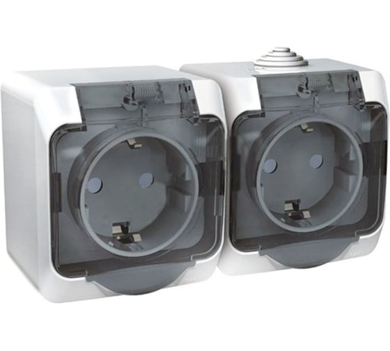 Изображение товара Блок Systeme Electric ОП Этюд IP44 белая, 2-местая розетка с заземлением, защитные шторки SchE PA16-244B