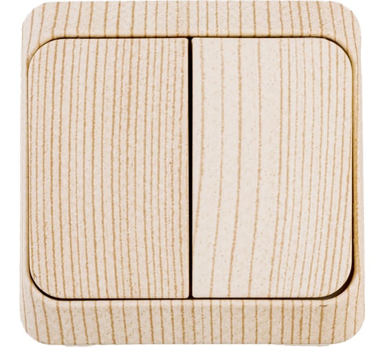 Изображение товара Выключатель Systeme Electric 2-клавишный ОП Этюд Дача 10А с индикатором, сосна SchE BA10-006D