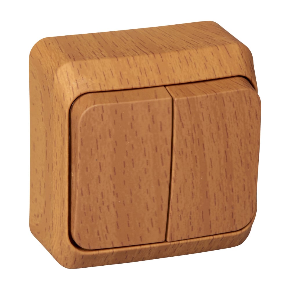 Изображение товара Выключатель 2-клавишный Systeme Electric (Schneider Electric) Этюд Дача, 10 А, бук, арт. BA10-002T