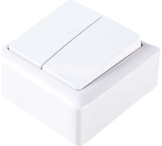 Изображение товара Выключатель Systeme Electric 2-клавишный ОП Хит 6А белый SchE ВА56-232-Б VA56-232-B ВА56-232-б