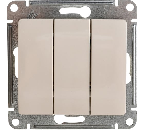 Изображение товара Механизм выключатель Systeme Electric 3-клавишный GLOSSA бежевый SchE GSL000231