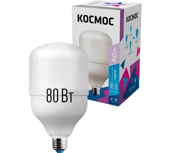 Изображение товара Светодиодная лампа Космос HWLED 80W 220V E27 6500K переходник в комплекте на Е40 LksmHWLED80WE2765