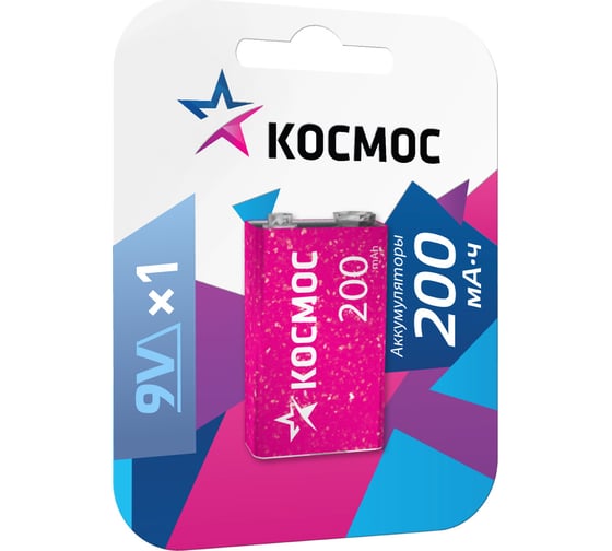 Изображение товара Аккумулятор КОСМОС 6F22 NI-MH 200 мАч 1 BL KOCNI-MH6F22(200mAh)