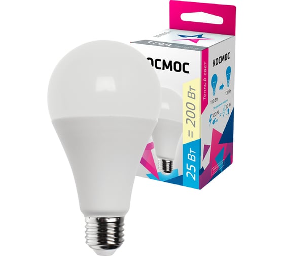 Изображение товара Светодиодная лампа Космос А65 25W 220V E27 3000K LkecLED25wA65E2730