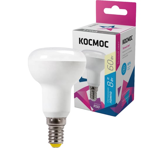 Изображение товара Лампа Космос LED рефлектор R50 8Вт Е14 230v 3000K Lksm_LED8wR50E1430