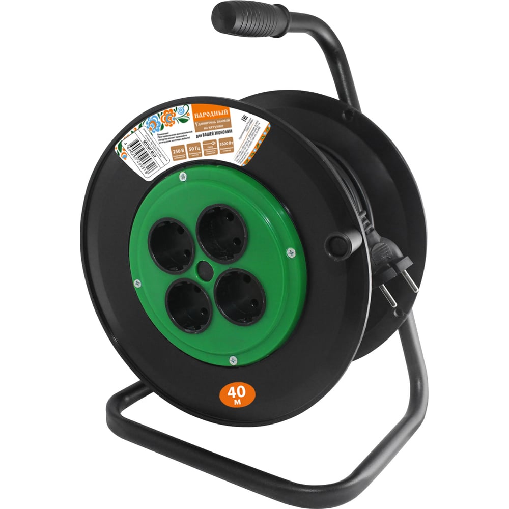 Изображение товара Силовой удлинитель на катушке TDM ELECTRIC 4 гнезда 40м