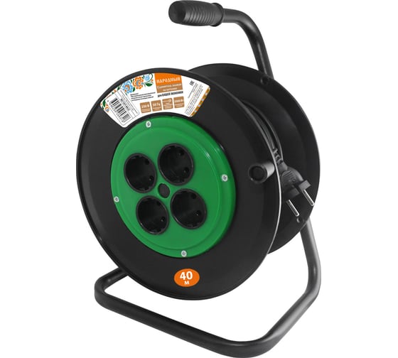 Изображение товара Силовой удлинитель на катушке TDM ELECTRIC народный, 4 гнезда, ПВС, 3500 Вт, с заземлением, 40м SQ1307-0523